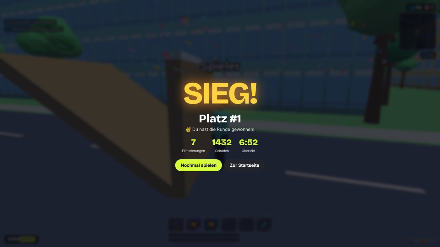 Ergebnis-Bildschirm mit Platzierung